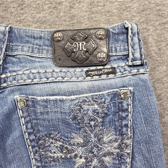 Miss Me Jeans Womens 29 Light Wash Blue Skinny JP5159S Embroidered Cross Pockets - Picture 4 of 12